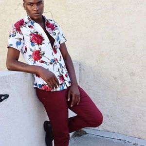 Miami rose button up shirt